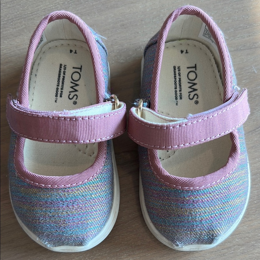 Toms Pink and Blue Dress Shoes with Glitter Finish